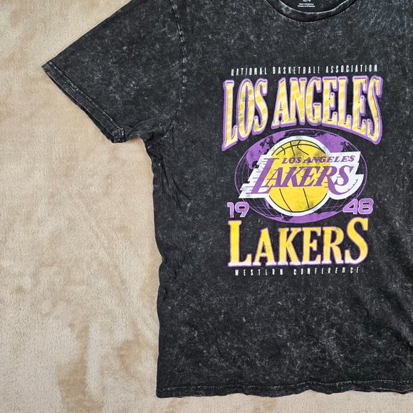 NBA Los Angeles Lakers Western Conference Acid Wash T-Shirt Men's Size XL Gray - Picture 7 of 10